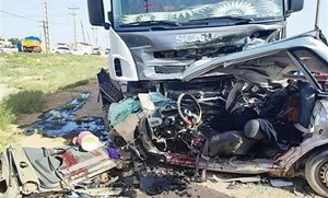 ۷ کشته در تصادف هولناک پراید با کامیون در جاده کبودراهنگ